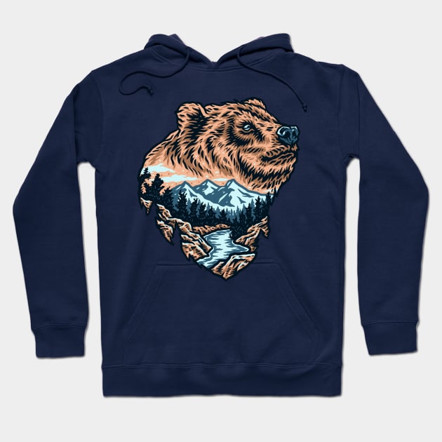 drawing bear forest Hoodie by Mako Design 